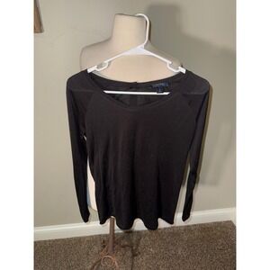 S Max Mara Black Long Sleeve Button Back Top Shirt Womens Size Small